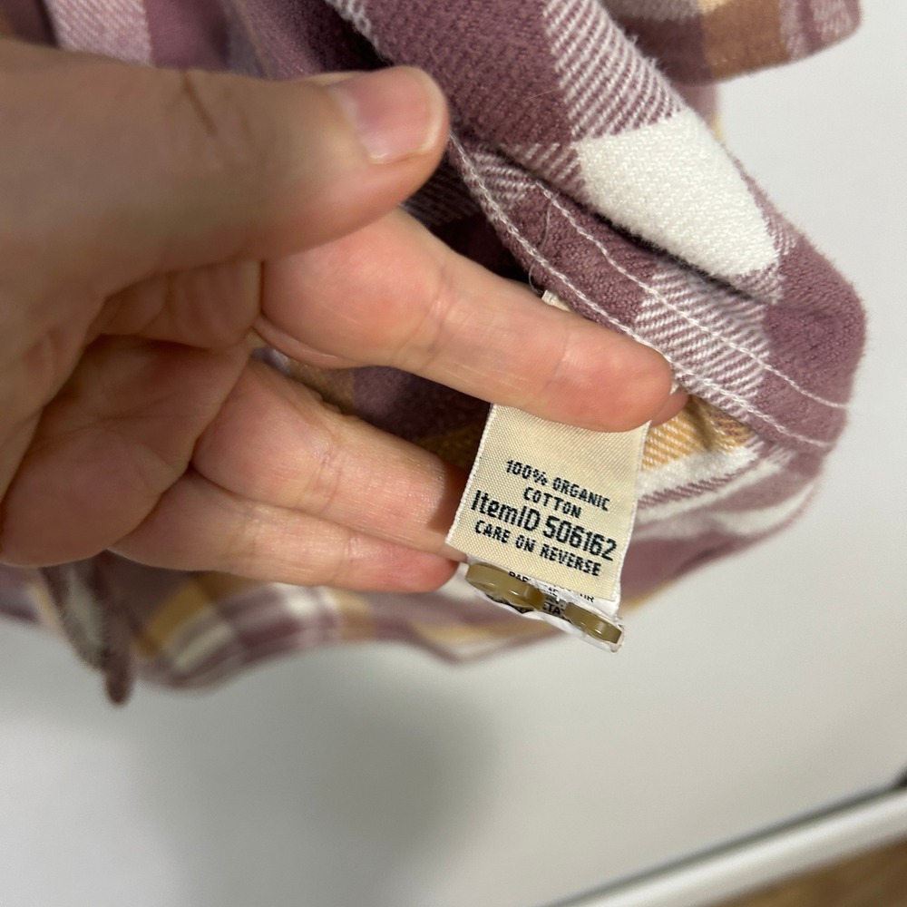 L.L.Bean Dusty Rose Pink Plaid Organic Cotton Flannel Shirt M Cozy Fall Layering - Picture 4 of 7